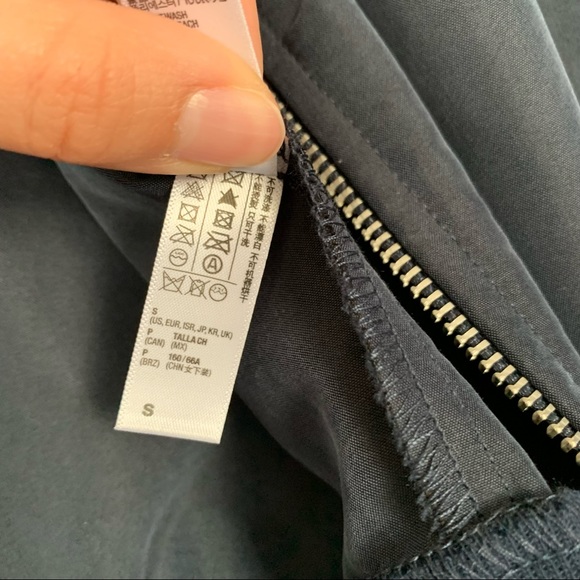 AMERICAN APPAREL Navy Blue Amelia Lightweight Silky Bomber Jacket - Picture 9 of 10